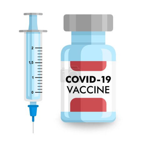 Téléchargez les illustrations : Illustration vectorielle plate du vaccin Covid-19 - en licence libre de droit