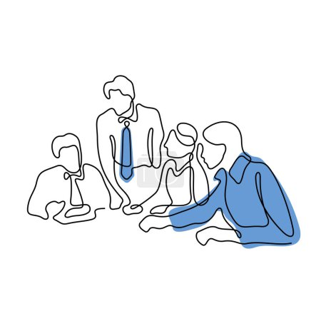 Illustration for Group of business people discussing a work project vector illustration - Royalty Free Image