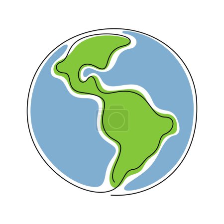 Illustration for The Earth one line vector illustration - Royalty Free Image