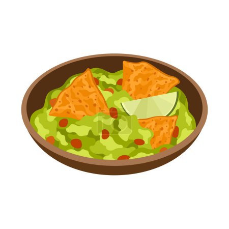 Illustration for Guacamole with Nachos Mexican food - Royalty Free Image