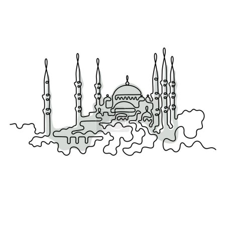 Ilustración de Mezquita azul, ilustración vector hito turco - Imagen libre de derechos