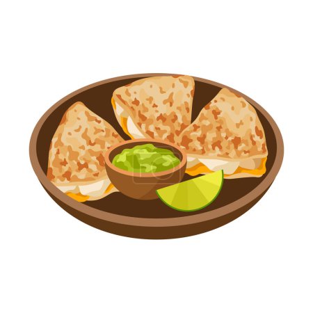 Ilustración de Guesadillas con ilustración de guacamole y vector de cal - Imagen libre de derechos