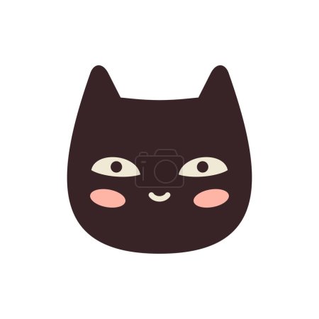 Illustration for Cute cartoon black cat face vector illustration - Royalty Free Image