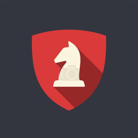 Illustration for Shield with knight chess piece vector illustration - Royalty Free Image