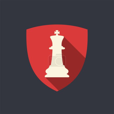 Ilustración de Escudo con rey pieza de ajedrez vector ilustración - Imagen libre de derechos