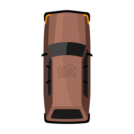 Téléchargez les illustrations : Illustration vectorielle de vue de dessus de voiture brune - en licence libre de droit