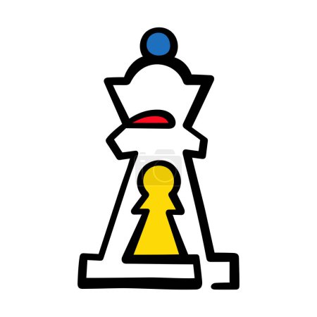 Illustration for Chess queen and pawn. Vector illustration. - Royalty Free Image