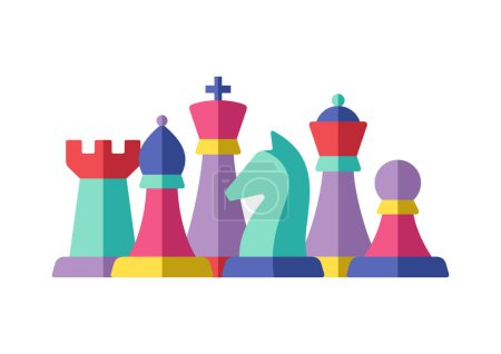 Illustration for Group of chess pieces. Vector illustration. - Royalty Free Image