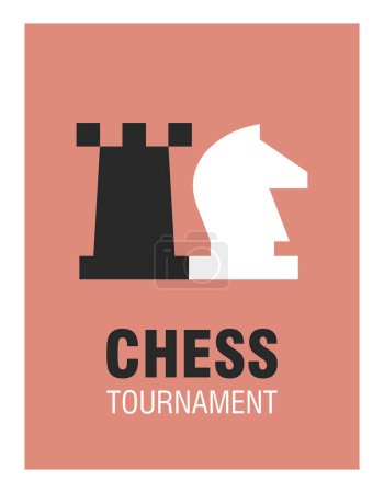 Ilustración de Cartel con piezas de ajedrez Torre y Caballero - Imagen libre de derechos