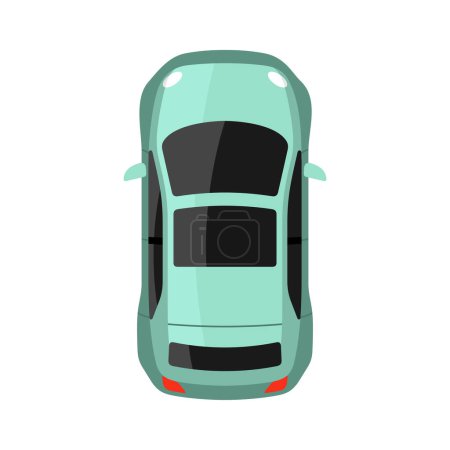 Téléchargez les illustrations : Illustration vectorielle de vue de dessus de voiture bleu clair - en licence libre de droit
