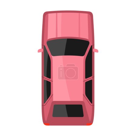 Téléchargez les illustrations : Illustration vectorielle de vue de dessus de voiture rose - en licence libre de droit