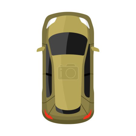 Illustration for Khaki car top view vector illustration - Royalty Free Image
