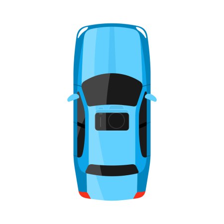 Téléchargez les illustrations : Illustration vectorielle de vue de dessus de voiture bleue - en licence libre de droit