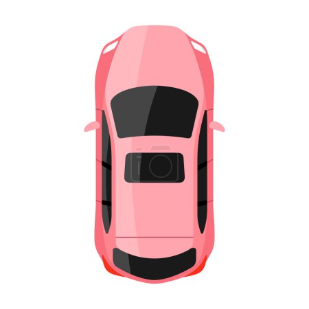 Téléchargez les illustrations : Illustration vectorielle de vue de dessus de voiture rose - en licence libre de droit