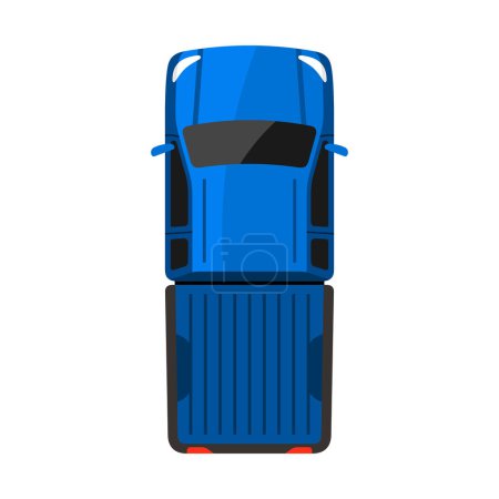 Illustration for Blue pickup truck top view vector illustration - Royalty Free Image