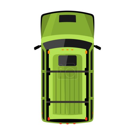 Téléchargez les illustrations : Illustration vectorielle de vue de dessus de jeep verte - en licence libre de droit
