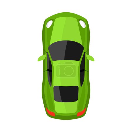 Téléchargez les illustrations : Illustration vectorielle de vue de dessus de voiture verte - en licence libre de droit