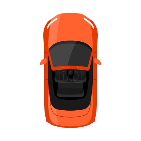 Téléchargez les illustrations : Illustration vectorielle de vue de dessus de voiture orange - en licence libre de droit