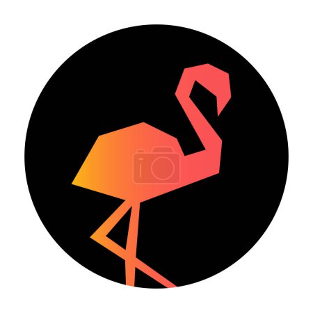 Illustration for Abstract flamingo vector icon on black circle - Royalty Free Image