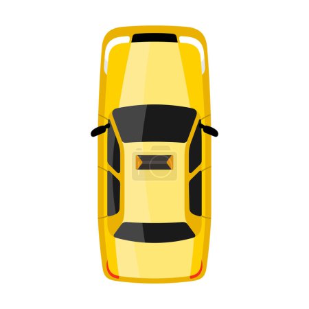 Téléchargez les illustrations : Illustration vectorielle de vue de dessus de voiture jaune - en licence libre de droit
