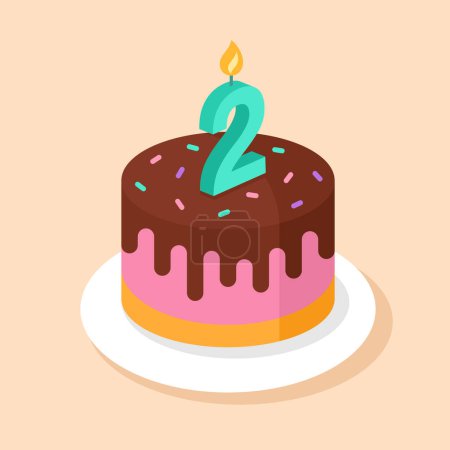 Illustration for Birthday cake with number 2 vector illustration - Royalty Free Image