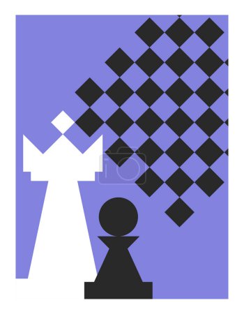 Ilustración de Cartel con piezas de ajedrez y tablero de ajedrez - Imagen libre de derechos