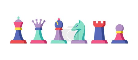 Illustration for Chess pieces modern bright design. Vector illustration. - Royalty Free Image