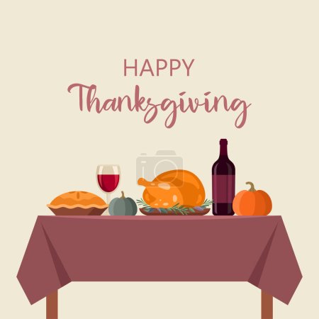 Téléchargez les illustrations : Joyeux Thanksgiving Day carte de voeux. Illustration vectorielle
. - en licence libre de droit