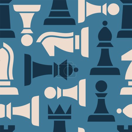 Téléchargez les illustrations : Modèle sans couture avec des pièces d'échecs - en licence libre de droit