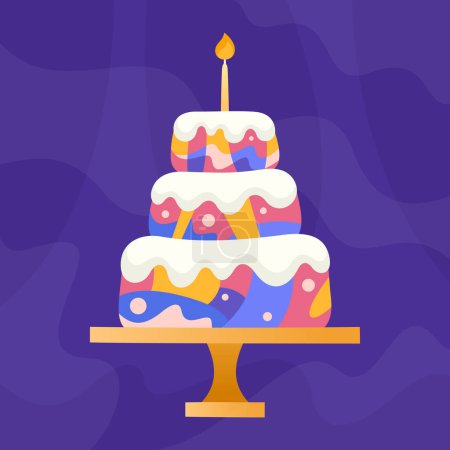Illustration for Decorated birthday cake vector illustration - Royalty Free Image