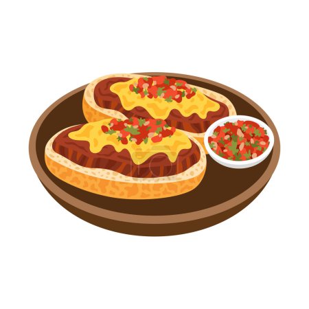 Illustration for Mexican dish Mollete vector illustration - Royalty Free Image