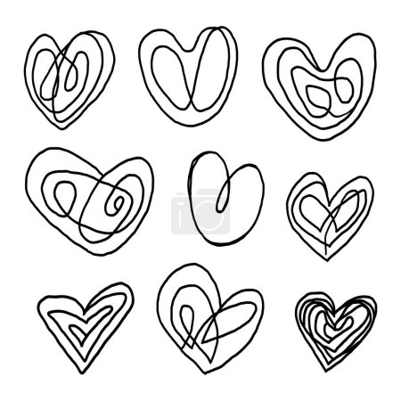 Illustration for Abstract line hearts vector illustration - Royalty Free Image