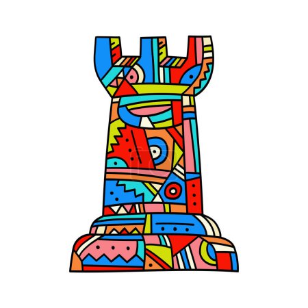 Illustration for Rook chess piece abstract design - Royalty Free Image
