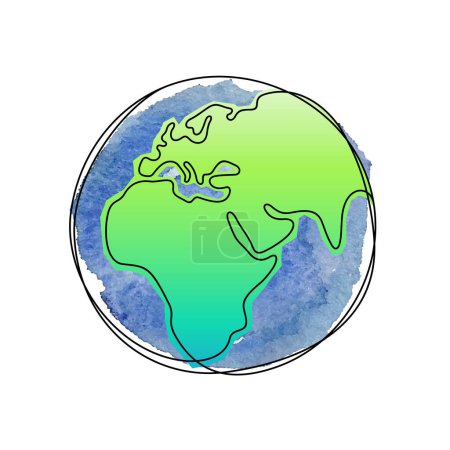 Téléchargez les illustrations : La planète Terre aquarelle illustration artistique - en licence libre de droit