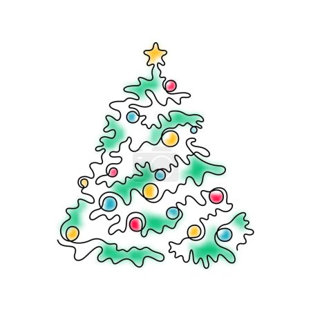 Illustration for Decorated Christmas tree. Vector illustration. - Royalty Free Image