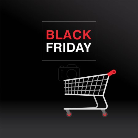 Illustration for Black Friday banner with shopping cart - Royalty Free Image