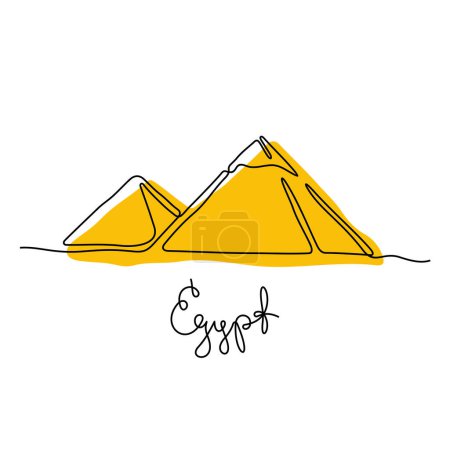 Illustration for Pyramids of Giza, Egypt. Continuous line colourful vector illustration. - Royalty Free Image