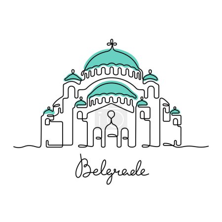 Téléchargez les illustrations : Église Sainte-Sava, Belgrade. Illustration vectorielle. - en licence libre de droit