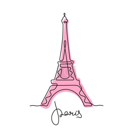 Illustration for Eiffel Tower, Paris. Continuous line colourful vector illustration. - Royalty Free Image