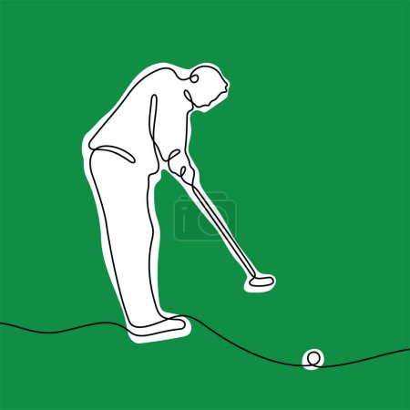 Illustration for Golf player continuous line colourful vector illustration - Royalty Free Image