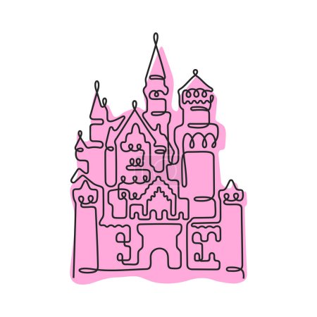 Téléchargez les illustrations : Château de Neuschwanstein, Allemagne illustration vectorielle d'une ligne. - en licence libre de droit