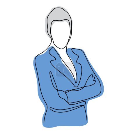 Ilustración de Mujer de negocios línea continua vector colorido ilustración. - Imagen libre de derechos