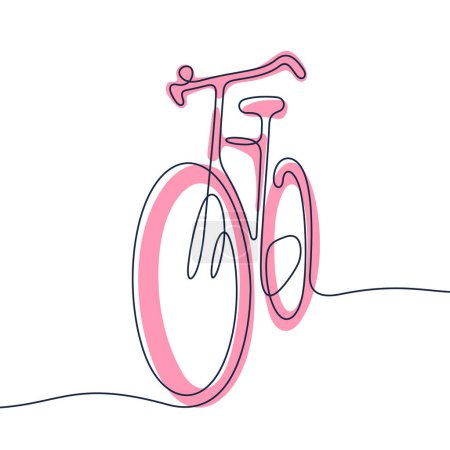 Téléchargez les illustrations : Illustration vectorielle colorée de ligne continue de vélo. - en licence libre de droit