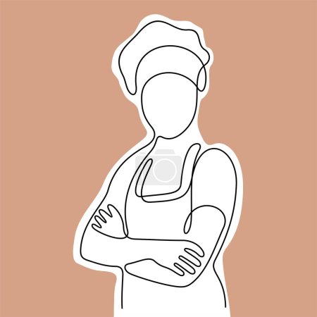 Ilustración de Chef cocina comida línea continua vector ilustración - Imagen libre de derechos