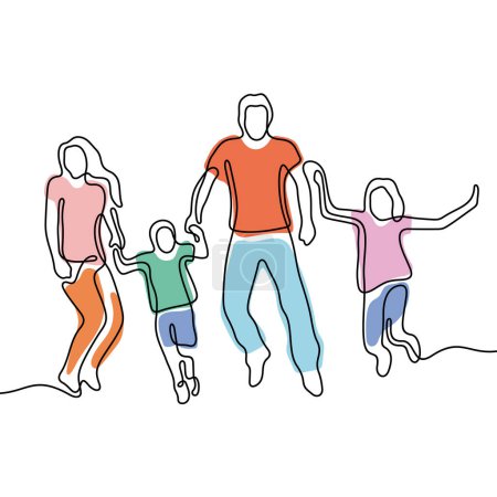 Téléchargez les illustrations : Famille heureuse avec deux petits enfants illustration vectorielle - en licence libre de droit