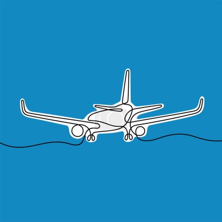 Illustration for Airplane continuous line colourful vector illustration - Royalty Free Image