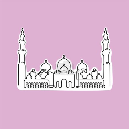 Illustration for Sheikh Zayed Grand Mosque, Abu Dhabi continuous line vector illustration - Royalty Free Image