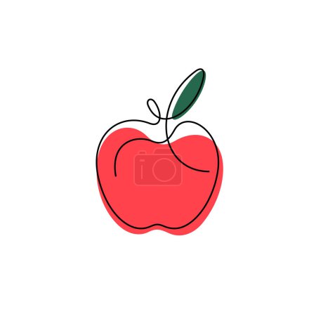 Téléchargez les illustrations : Icône ligne continue pomme rouge. Illustration vectorielle. - en licence libre de droit