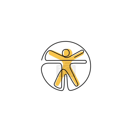 Illustration for Vitruvian Man continuous line icon. Vector illustration. - Royalty Free Image