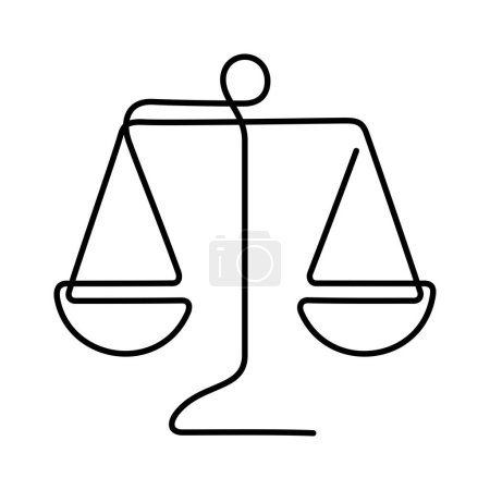 Illustration for Law balance scale one line vector icon. Vector illustration. - Royalty Free Image